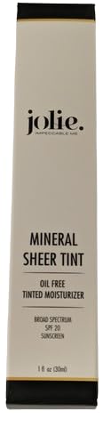 Jolie Mineral Sheer Tint SPF 20 Oil Free - Face Tinted Moisturizer - Hydration - Coverage - Sunscreen- Mineral Formula - Vegan (Porcelain)