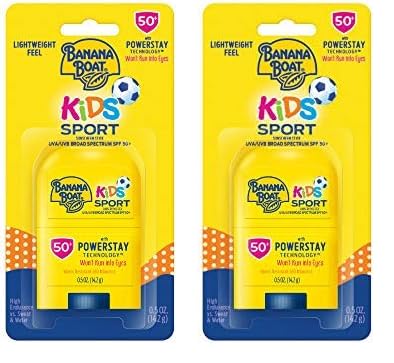 Banana Boat Kids Sport Sunscreen Stick SPF 50, 0.5oz | Travel Size Sunscreen, Childrens Sunscreen, Kids Sunblock, Oxybenzone Free Sunscreen for Kids, Mini Sunscreen SPF 50, 0.5oz (Pack of 2)