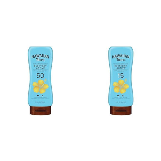 Hawaiian Tropic Everyday Active Sunscreen Lotions SPF 50 and SPF 15, Both 8oz