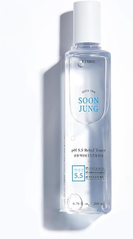 ETUDE Soonjung pH5.5 Relief Toner 200ml (New Version) | Skin Care Solution | Low PH Toner for Sensitive Skin | Non-Comedogenic, Hypoallergenic & Fragrance Free Moisturizer for Face