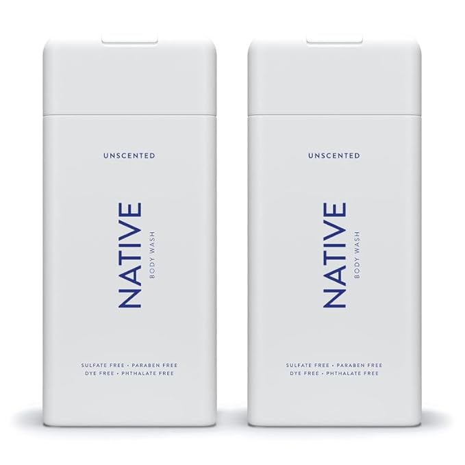 Native Body Wash for Men & Women, Seasonal | Sulfate, Paraben, and Dye Free, with Naturally Derived Clean Ingredients Leaving Skin Soft and Hydrating, Unscented 18 oz - 2 Pk