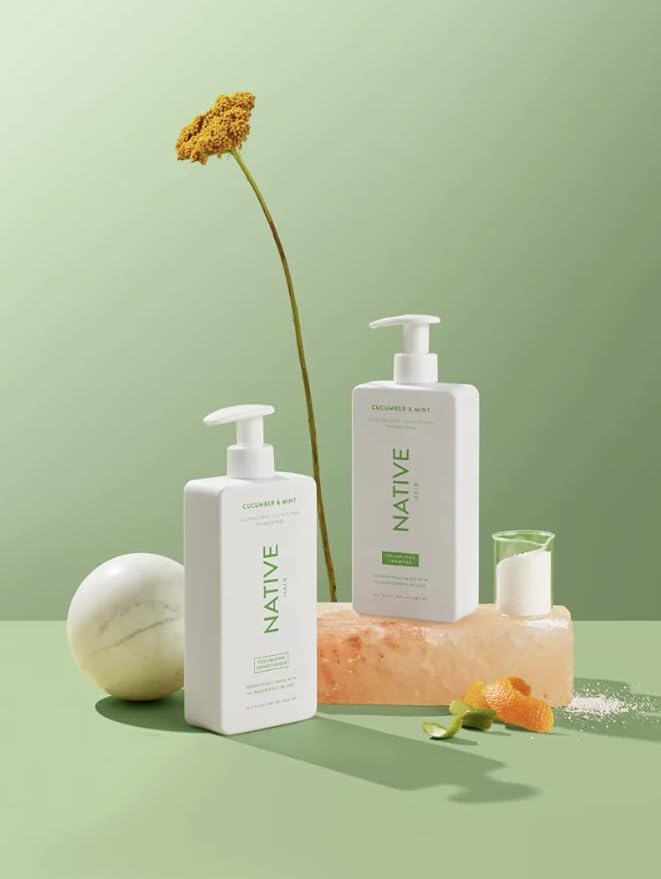 Native Shampoo and Conditioner Contain Naturally Derived Ingredients | All Hair Type Color & Treated From Fine to Dry Damaged, Sulfate & Dye Free - Cucumber & Mint, 16.5 fl oz each (2 pack)
