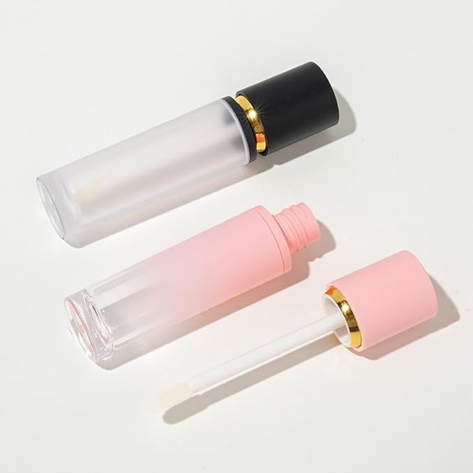 5 Pcs Gradient Pink Lip Gloss Tubes 8ml Empty Refillable Plastic Lip Gloss Containers with Wand Applicators for DIY Lip Gloss Lipstick