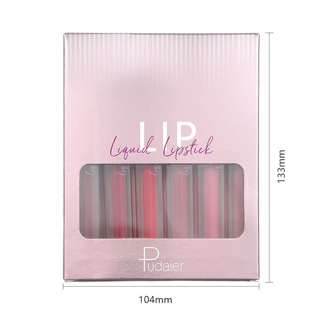6-Color Lip Glaze Set, Matte Cream Lipstick, Pearlescent Glaze