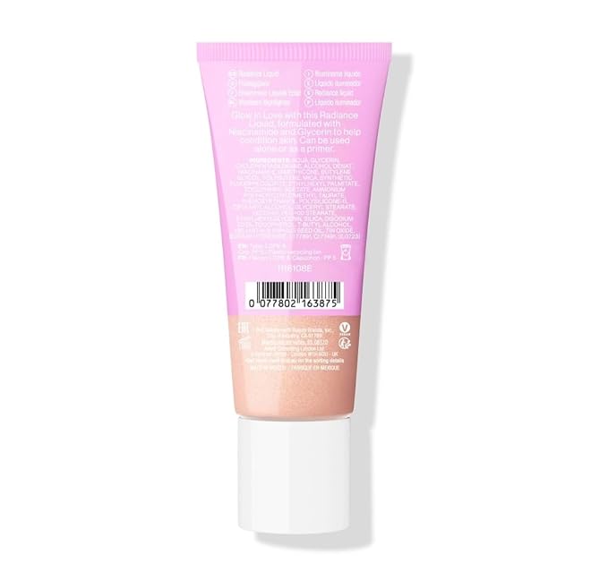 wet n wild Mega Glo Liquid Highlighter, Sheer & Buildable 4% Niacinamide-Enriched Lightweight Radiance with 8% Glycerin, Vegan & Cruelty-Free - Glow In Love