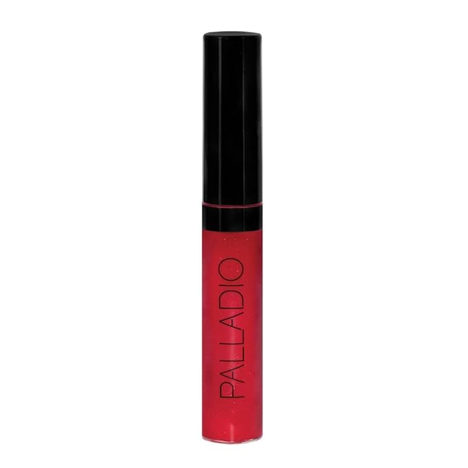 Palladio Lip Gloss, Non-Sticky Lip Gloss, Contains Vitamin E and Aloe, Offers Intense Color and Moisturization, Minimizes Lip Wrinkles, Softens Lips with Beautiful Shiny Finish, Ruby Red