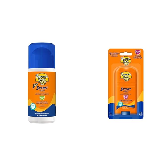 Banana Boat Sport Ultra SPF 50-60 Sunscreen Bundle, Roll On 2.5oz + Stick 1.5oz