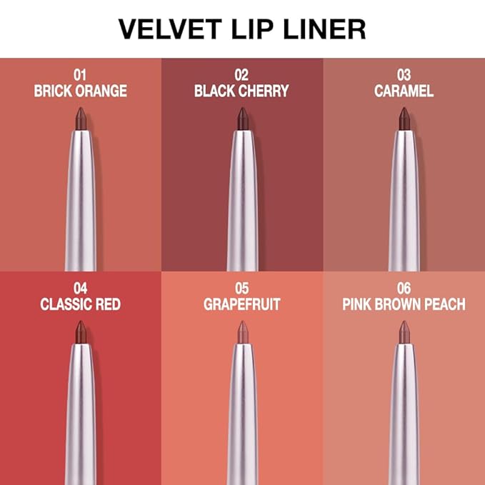evpct Silky Smooth Lip Liner Pencil Retractable, Dark Orange Lip Liner Creamy Long-Lasting Formula for Precision Contouring Matte Velvet Pigmented Rich Lip Colors Crayon Lipstick 01
