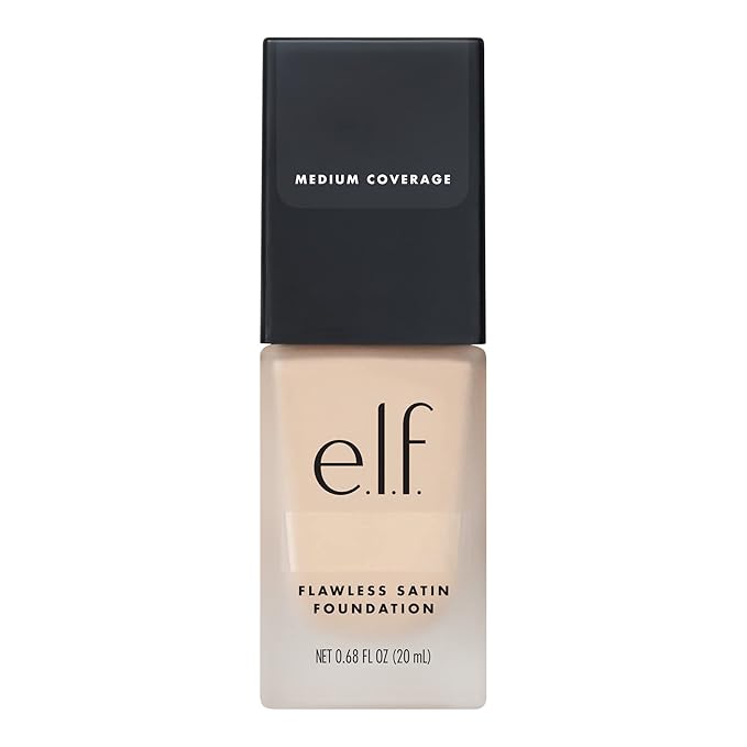 e.l.f. Flawless Satin Foundation, Lightweight & Medium Coverage, Semi-Matte Finish, Vegan & Cruelty-Free, Pearl, 0.68 Fl Oz (20mL)