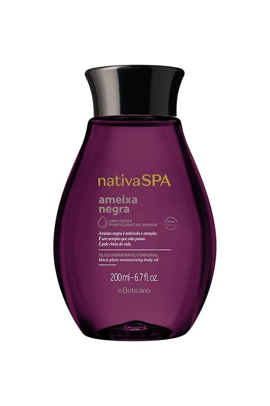 Nativa SPA by O Boticário, Black Plum Body Oil, Scented Moisturizer, Enriched with Purified Quinoa Drops to Boost Hydration, 6.8 Ounce