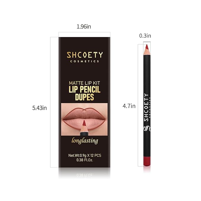 12 Colors Matte Lip Liner Set,Premium Waterproof Smooth Lip Pencils,Long Lasting Nude Liner Lipstick for Defining & Filling Lips