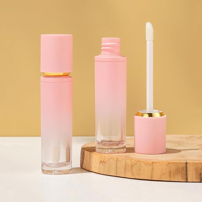 5 Pcs Gradient Pink Lip Gloss Tubes 8ml Empty Refillable Plastic Lip Gloss Containers with Wand Applicators for DIY Lip Gloss Lipstick