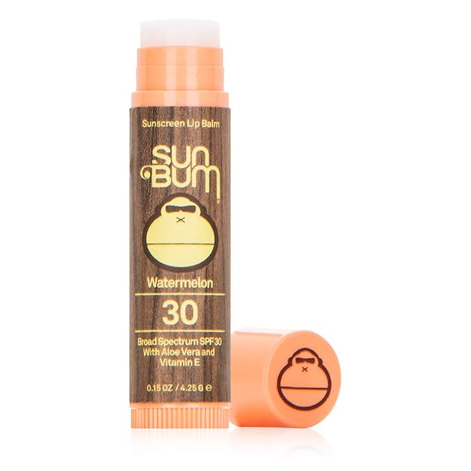 Sun Bum SPF 30 Sunscreen Watermelon Lip Balm - Moisturizing Aloe Vera and Vitamin E - Vegan and Cruelty Free - Broad Spectrum UVA/UVB Lip Protection - 0.15 oz Stick
