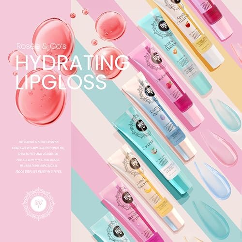 ROSÉE & CO Rosee Lip Gloss Vegan & Cruelty Free Treatment, Professional Make up, Long Lasting Glossy with Shea Butter, Moisturize, Protect & Smooth, High Shine, Non-Sticky (l. Blueberry Jelly, 0.5)