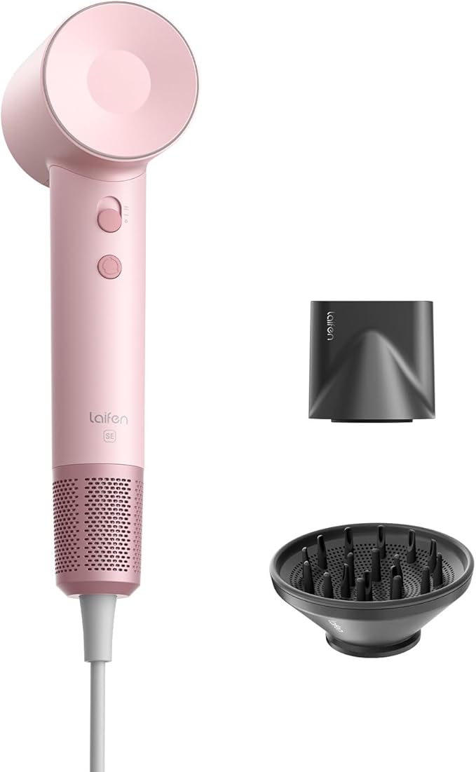 Laifen Hair Dryer SE, 200 Million Negative Ionic Blow Dryer with 105,000 RPM Brushless Motor 1400W Powerful Fast Drying High-Speed Low Noise Hairdryer with Magnetic Attachments