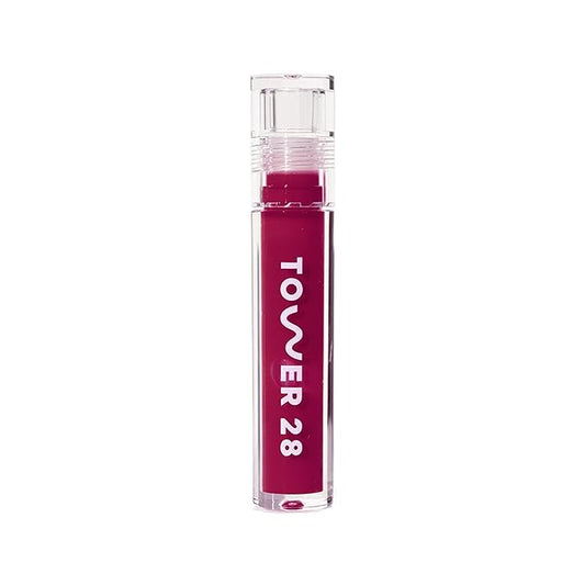 Tower 28 ShineOn Lip Jelly, WILD, Non-Sticky, Hydrating Vegan Lip Gloss in Sheer-ish Raspberry, Moisturizing Apricot and Raspberry Seed Oil, Clean, Cruelty Free