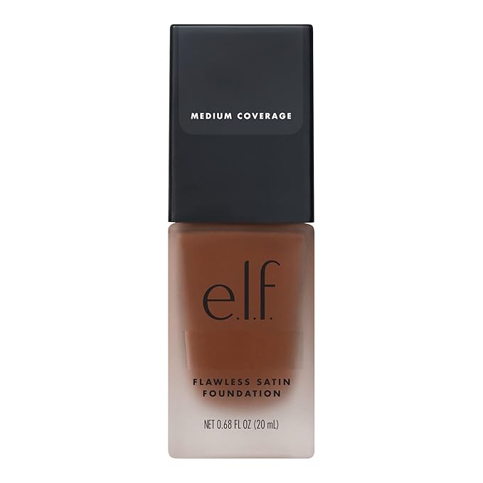 e.l.f. Flawless Satin Foundation, Lightweight & Medium Coverage, Semi-Matte Finish, Vegan & Cruelty-Free, Mocha, 0.68 Fl Oz (20mL)