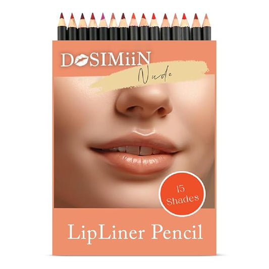 Lip Liner Pencil 15 Shades – Natural Nude Collection Lipliner Matte Finish, Creamy Texture, Long Lasting Color, High Pigmented Lip Pencils