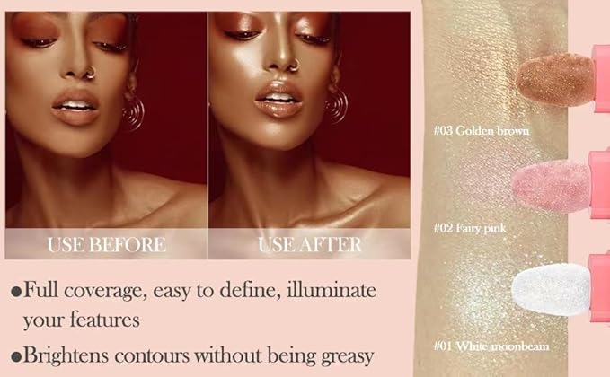 Glitter Powder Highlighter Makeup, Body Brightens the Natural (04# Greens)
