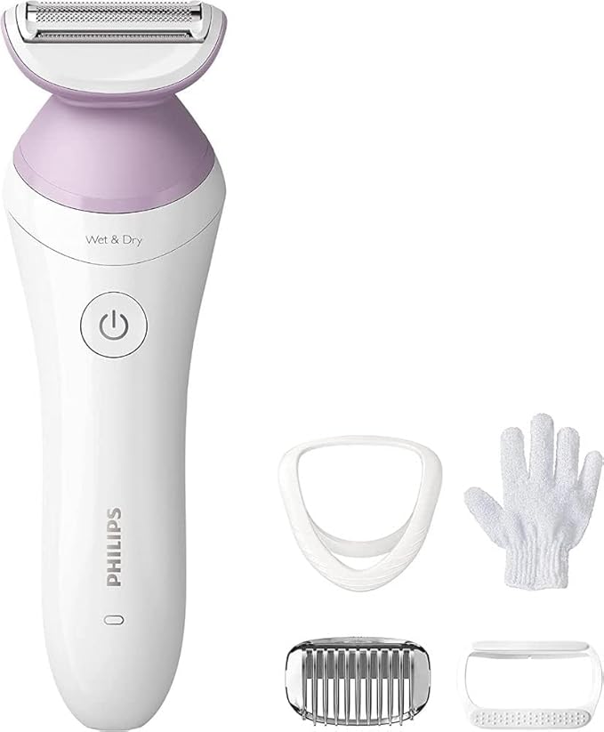 Philips Beauty Lady Electric Shaver Series 6000, Cordless with 4 Accessories, BRL136/00, White