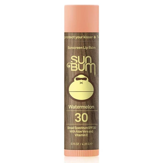 Sun Bum SPF 30 Sunscreen Watermelon Lip Balm - Moisturizing Aloe Vera and Vitamin E - Vegan and Cruelty Free - Broad Spectrum UVA/UVB Lip Protection - 0.15 oz Stick