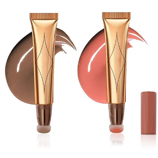 2 Color Contour Beauty Wand, Highlighter ,Face Concealer Contour&02#Peach Pink)