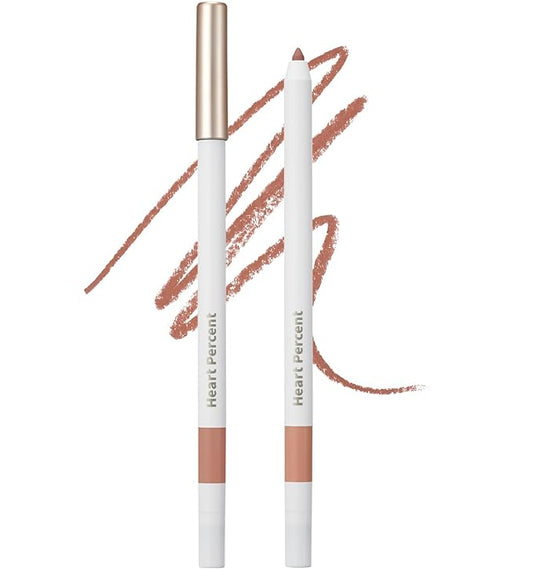 Heart Percent Dote On Mood Lip Pencil Slim, Defines and Fills Creamy Lip Liner Retractable Lipstick Pencil with Built-In Sharpener, B1. Rose Brown