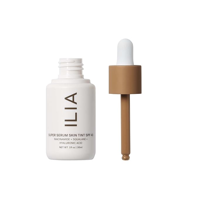 ILIA - Super Serum Skin Tint SPF 40 | Non-Comedogenic, Vegan, Lightweight to Help Against Blue Light, + Pollution while Hydrating, Smoothing, + Refining (Kokkini ST12, 1 fl oz | 30 ml)
