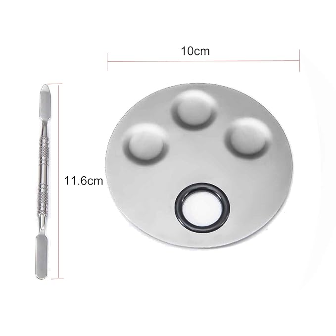 1 Set Round Stainless Steel 3-Well Cosmetic Makeup