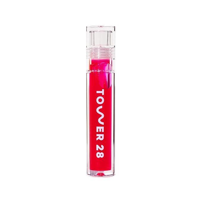 Tower 28 ShineOn Lip Jelly, XOXO, Non-Sticky, Hydrating Vegan Lip Gloss in Sheer Pink, Moisturizing Apricot and Raspberry Seed Oil, Clean, Cruelty Free