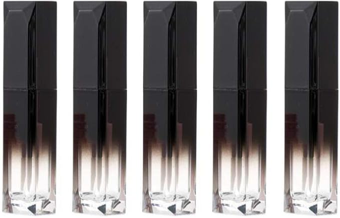 5Pcs 4ml/0.14oz Mini Lip Gloss Tube with Screw Lid Empty Refillable Plastic Lipstick Tube Lip Balm Pipe Lip Gloss Tube DIY Container Jar for Lip Balm Lip Gloss (Black Gradient)