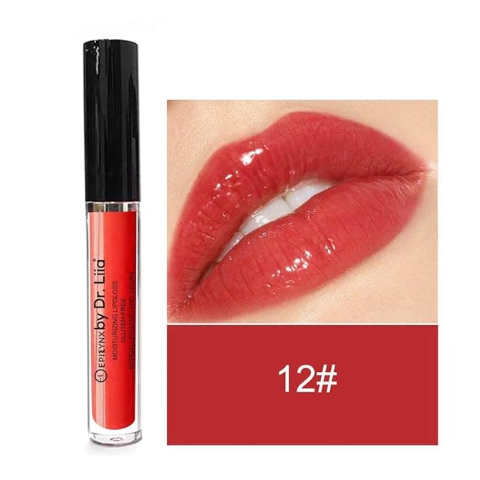 Vegan Moisturizing, Long Lasting Lip Gloss - Satin & Glitter - Allergen Free for Sensitive Skin - Apple Red by Dr. Liia