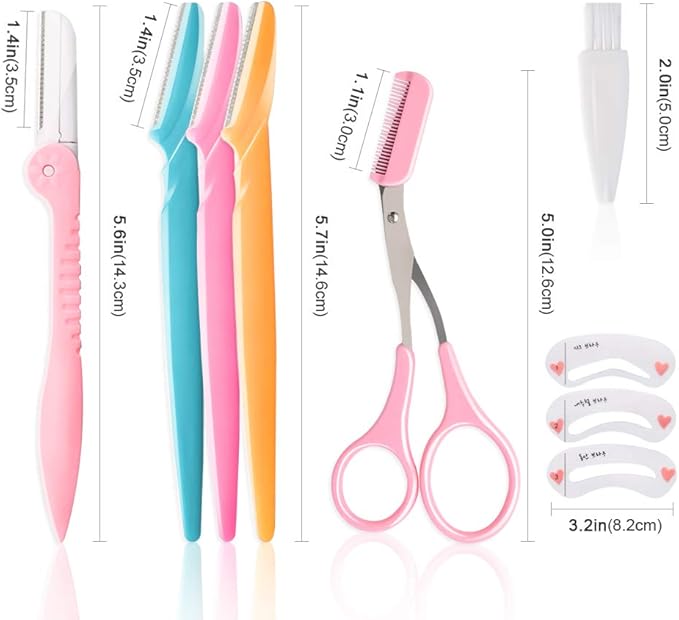 12 Pcs Eyebrow Razor, Face Razors for Women, Exfoliating Trimmers, Eyebrow Grooming Shaper for Women, Peach Fuzz, Hair Removal, Facial Razors Dermaplane Glow Razor