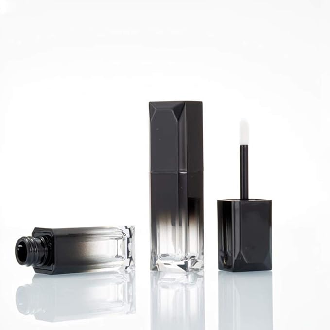 5Pcs 4ml/0.14oz Mini Lip Gloss Tube with Screw Lid Empty Refillable Plastic Lipstick Tube Lip Balm Pipe Lip Gloss Tube DIY Container Jar for Lip Balm Lip Gloss (Black Gradient)