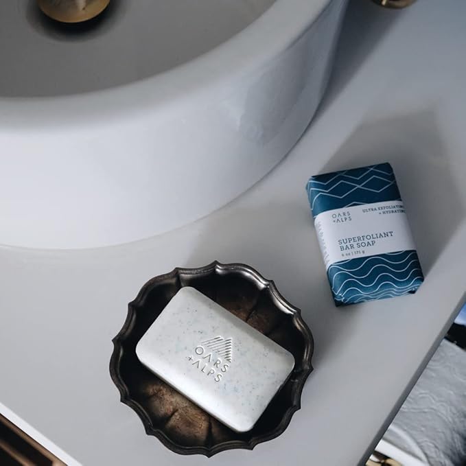 Oars + Alps Superfoliant Exfoliating Men's Bar Soap, Dermatologist Tested and Made with Clean Ingredients, Travel Size, 3 Pack, 6 Oz Each