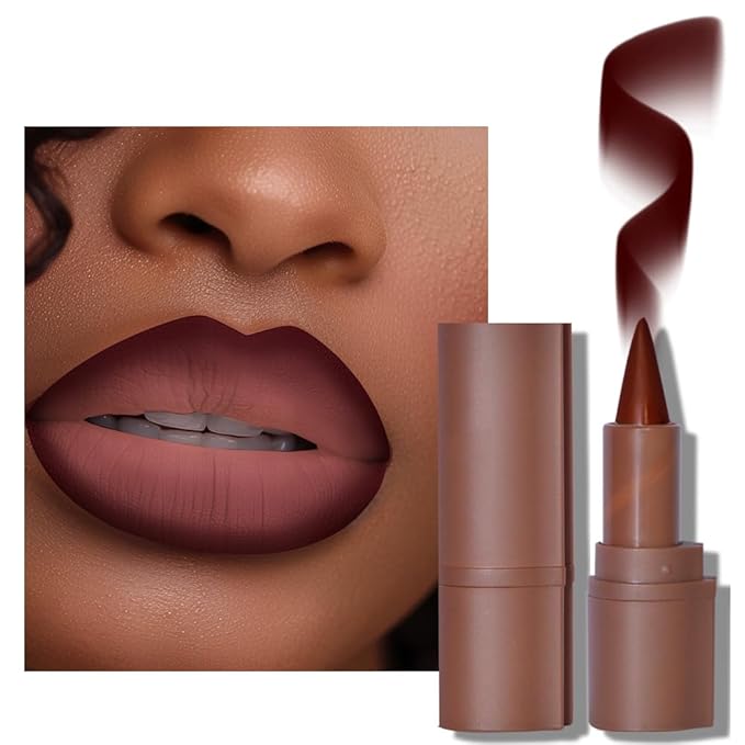 6PCS 2-in-1 Gradient Lip Liner and Lipstick Lip Combo Set - Achieve Flawless Contour and Gradual Ombre Effect with Easy-to-Use Crayon Form and Cone Tip, Dark Brown Black Lip Liner Set
