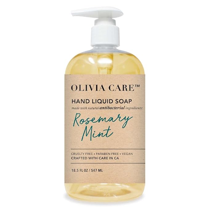 Olivia Care Hand Soap - Infused with Sage & Tea Tree Oil & Rosemary Mint Fragrance, Cleansing, Germ-Fighting, Moisturizing Hand Wash for Kitchen & Bathroom - 18.5 fl