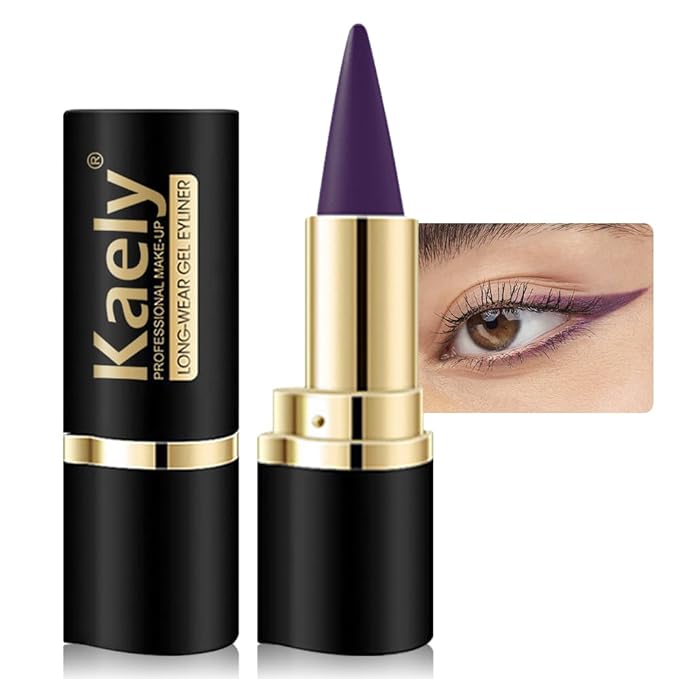 Kaely Dark Purple Gel Eyeliner Pencil,Waterproof Smudge Proof Eye Liner Pen,Cat Eye Goth Halloween Makeup,Eye Black Face Paint Lipstick Crayon,Color Colorful Eyeliner Eyeshadow Stick,11