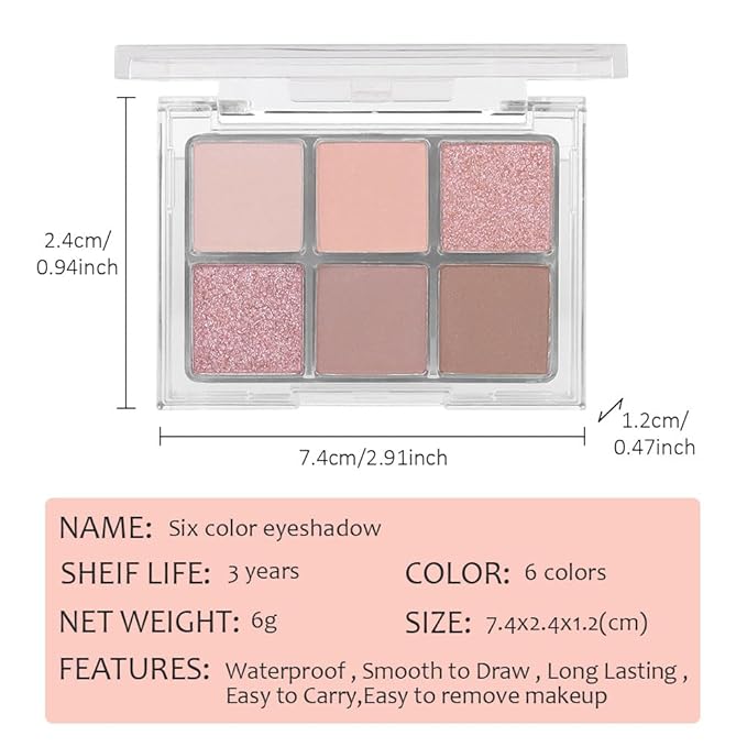 6 Colors Nude Champagne Gold Matte Shimmer Eyeshadow