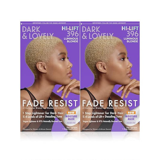 SoftSheen-Carson Dark and Lovely Fade Resist Rich Conditioning Hair Color, Permanent Hair Color, Up To 100 percent Gray Coverage, Brilliant Shine with Argan Oil and Vitamin E, Luminous Blonde, 2 Count