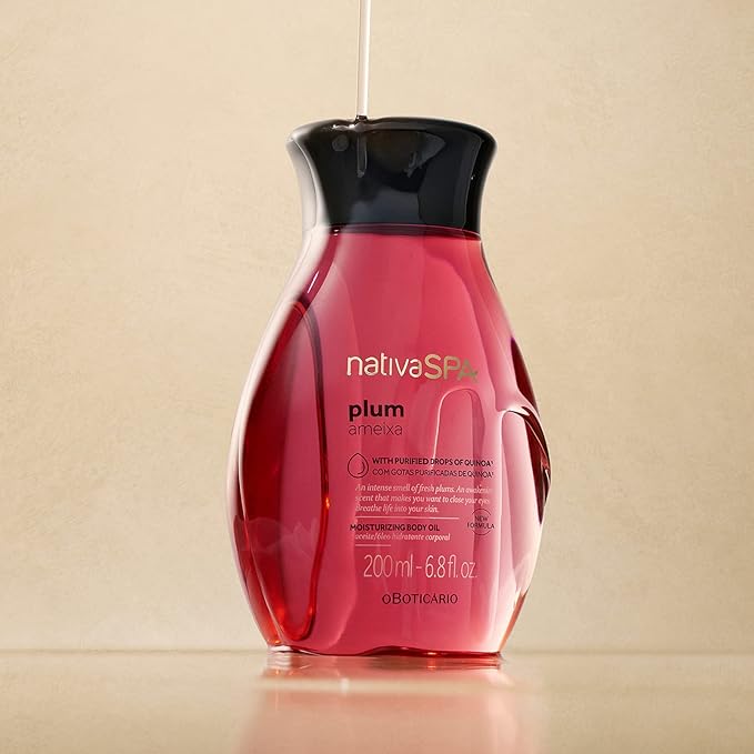 Nativa SPA by O Boticario Plum Body Oil, Enriched with Purified Quinoa Drops to Boost Hydration, 6.8 Ounce
