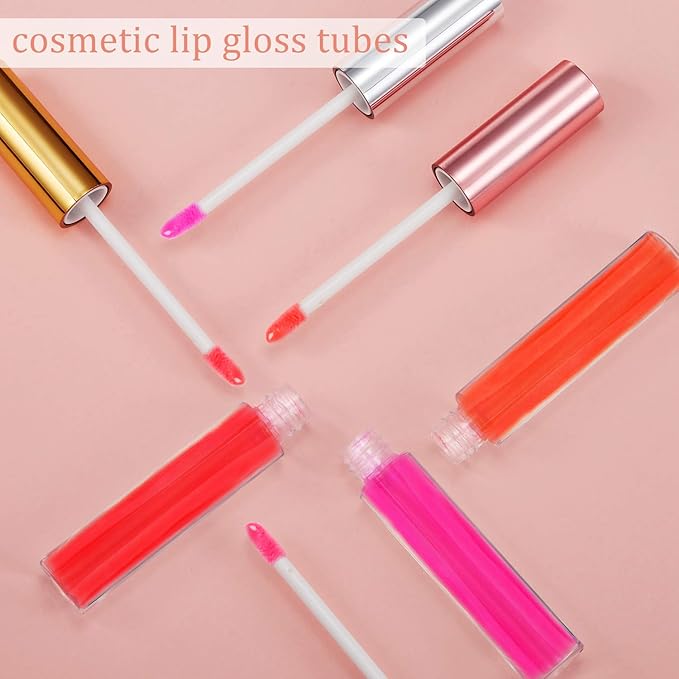 30 Piece Lip Gloss Tube 10 ml Empty Refillable Lip Balm Bottle Clear Plastic Gloss Container Reusable Lipstick Bottle with Rubber Insert for Lipstick(10 ml,Assorted Colors)