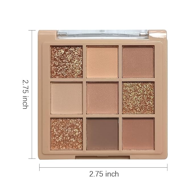 Eyeshadow Palette Makeup- 9 Colors Naked Eyeshadow Palette Matte Shimmer Korean Natural Eye Shadow palettes Highly Pigmented Naturing-Looking Long Lasting (#01)