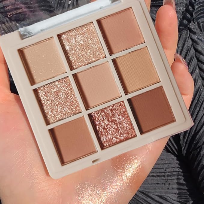Eyeshadow Palette Makeup- 9 Colors Naked Eyeshadow Palette Matte Shimmer Korean Natural Eye Shadow palettes Highly Pigmented Naturing-Looking Long Lasting (#03)