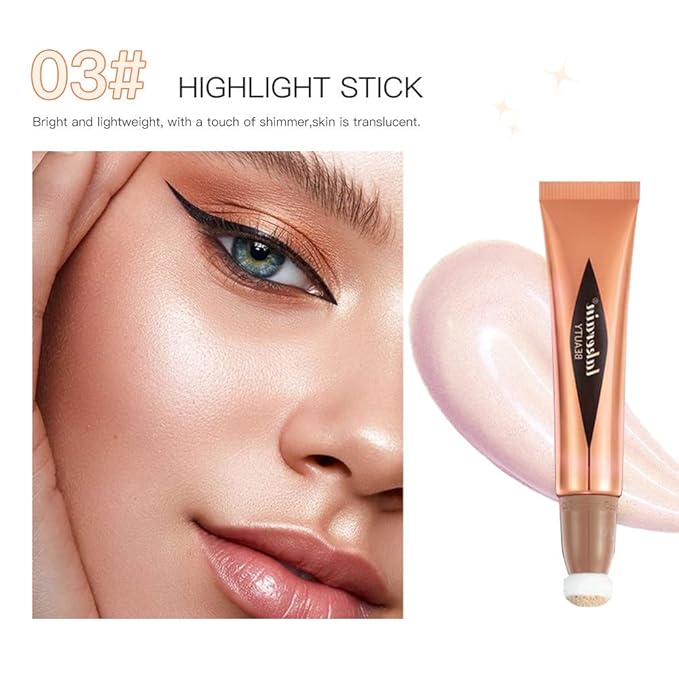 Go Ho Liquid Highlighter Wand,White Pink Highlighter Makeup