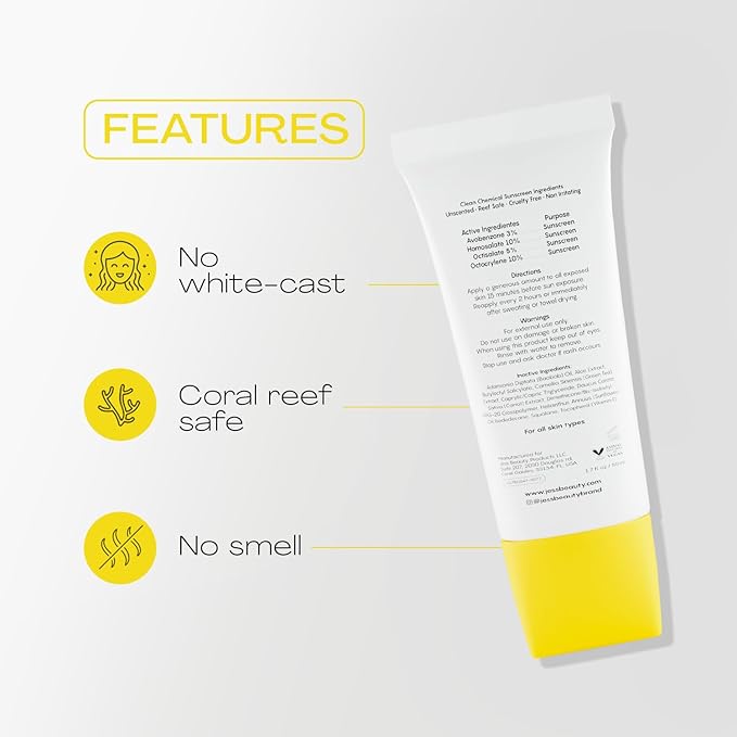 Jess Beauty Let it Sun 50+ Sunscreen, Green Tea & Aloe Extract, 1.7 fl oz