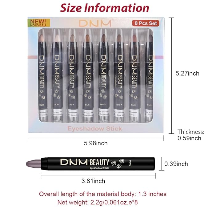 Kaely 8Pcs Cream Eyeshadow Stick Set for Older Women, Champagne Pearl Taupe Bronze Cocoa Stone Putty Smoky Amethyst, Matte Shimmer Eyeliner Pencil Eye Shadow Sticks Palette Makeup, sombras para ojos