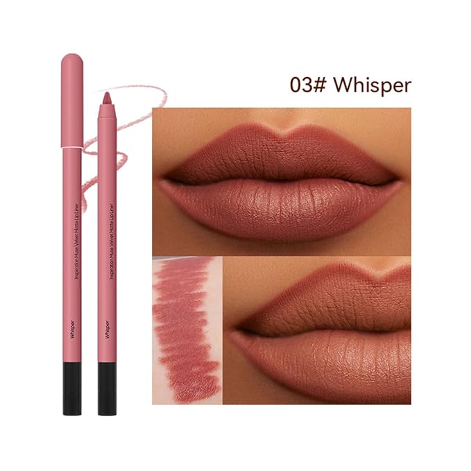 KISSIO Lip Liner,Creamy Lip Pencil,Long Lasting Lip Liner with Sharpener,Matte Finish,Smooth and Soft,Non-Dry,Easy to Use,Cruelty free,0.02 oz,03 Whisper