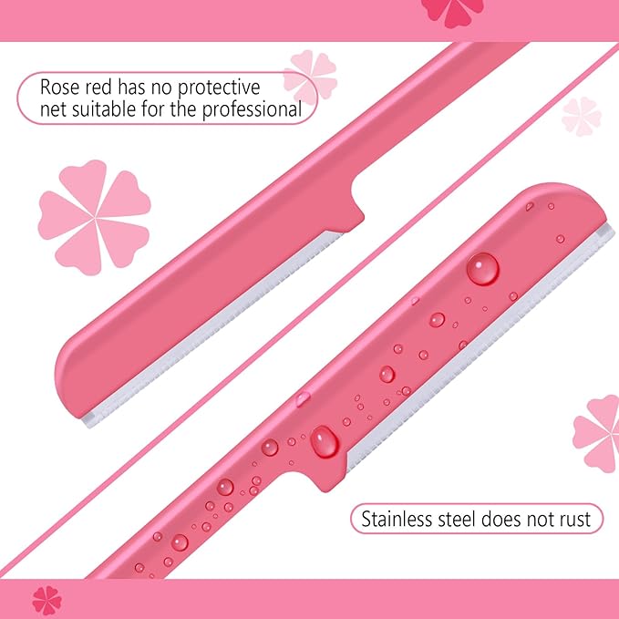 10 Pieces Eyebrow Razor for Women Facial Shaver Razor Brow Shaper Eyebrow Trimmer Dermaplaner Shaping Tool with Cover (Pink)