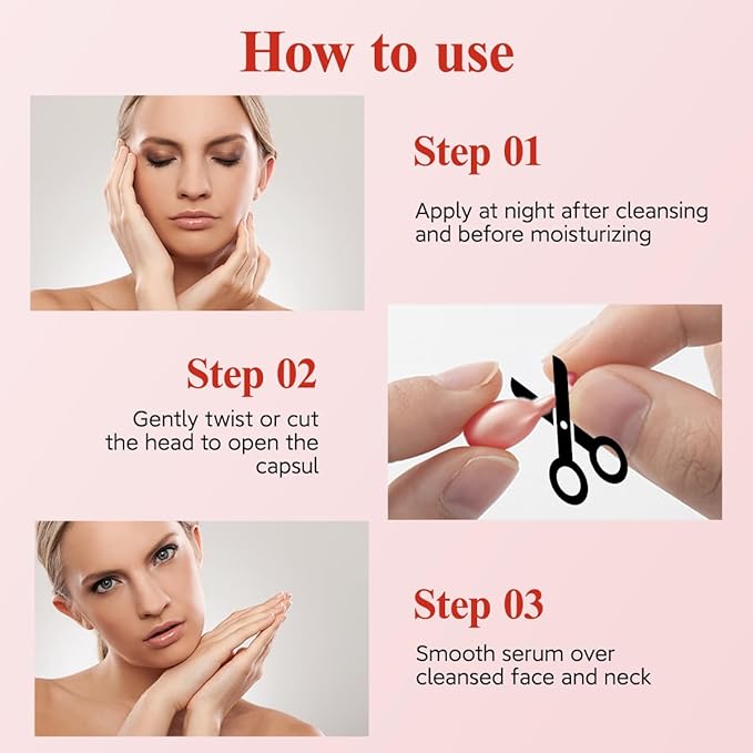 HKH Retinol Serum for Face - Anti Wrinkle Facial Serum with Vitamin C & Vitamin E, Vit A Capsule with Collagen for Women, Reduces Fine Lines, Firming Skin, Moisturise, Travel Friendly (38+38 ct)